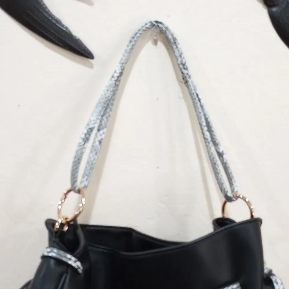 Badgley Mischka Vegan Black with Snake Trim Purse - No Cross Body Strap